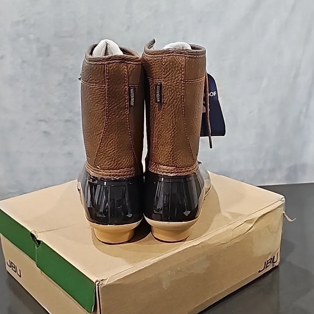 JBU Women's Faux Leather Chocolate Brown Rain Boots